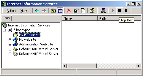 IIS, FTP Server and Windows - Figure 9: Restarting the FTP service.