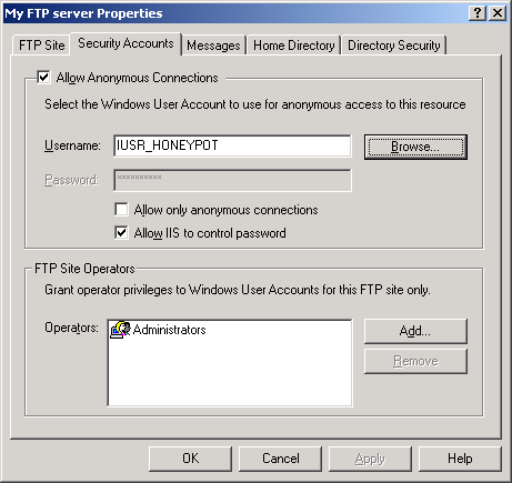 IIS, FTP Server and Windows - Figure 13: Setting the authenticated FTP access.