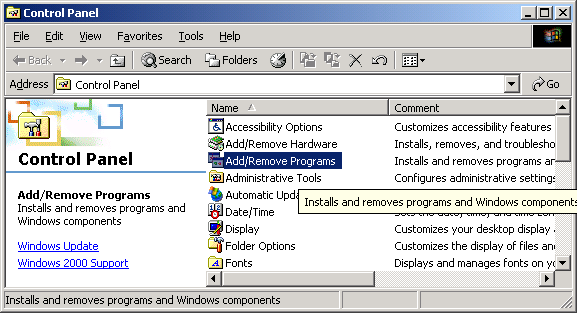 IIS, Windows, Web Server - Figure 6: Control Panel’s Add/Remove Programs.