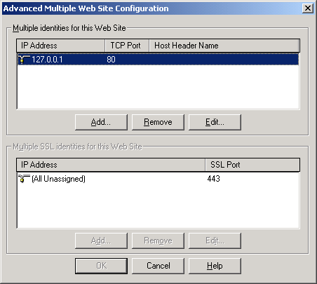 IIS, Web Server and Windows - Figure 16: Advance Multiple Web Site Configuration page.