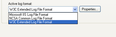 IIS, Web Server and Windows - Figure 18: Three log file format available for us to choose.