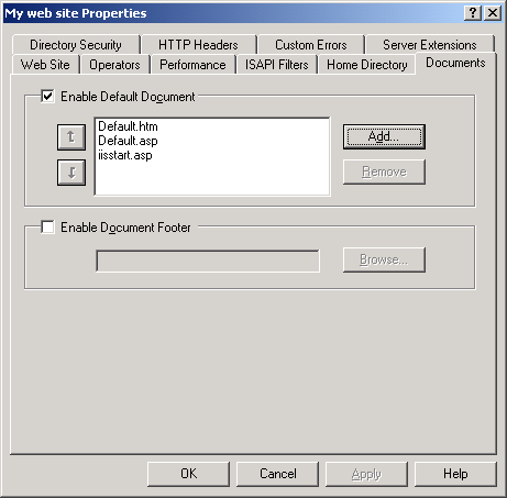 IIS, Web Server and Windows - Figure 24: Web site’s Documents page.