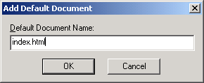 IIS, Web Server and Windows - Figure 25: Adding an index.html default document.