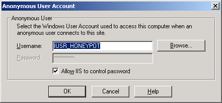 vFigure 30: Anonymous user account used for anonymous web site access.