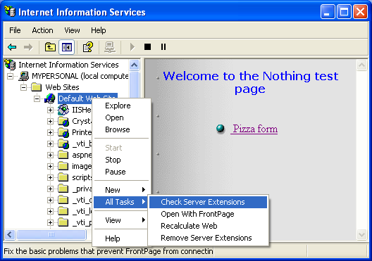 IIS, Web Server and Windows - Figure 53: Other web server management tools that can be accessed through the context menu.