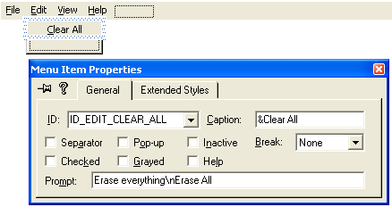 Adding and modifying the Edit menu properties.
