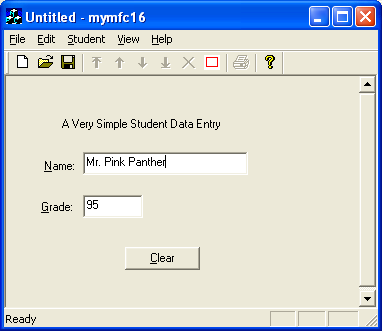MYMFC16 program output in action.