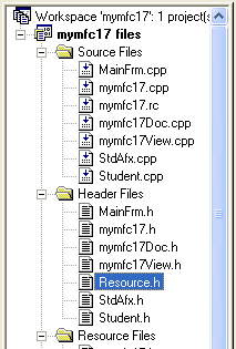 MYMFC17 files seen through FileView.