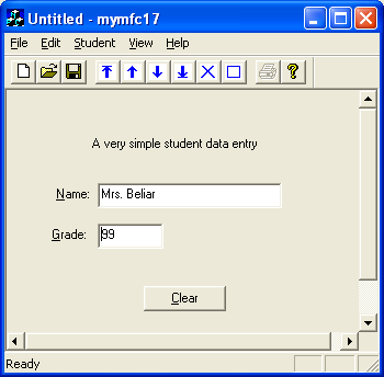 MYMFC17 program output in action.
