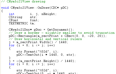 Visual C++ code segment