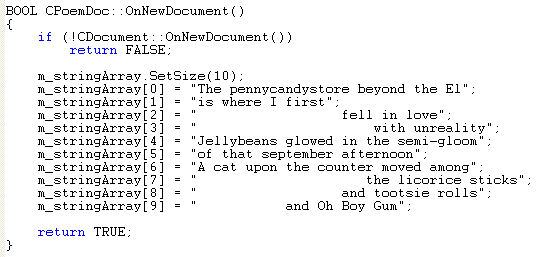 Visual C++ code segment