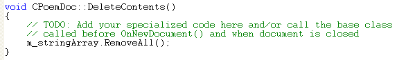 Visual C++ code segment