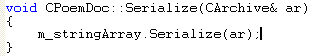 Visual C++ code segment