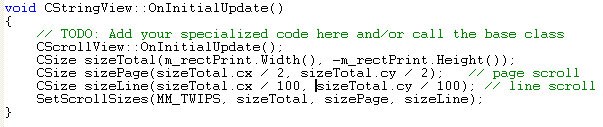 Visual C++ code segment