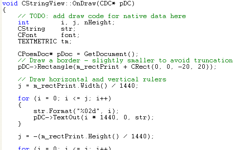 Visual C++ code segment