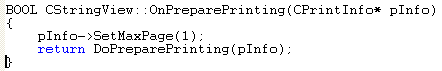Visual C++ code segment