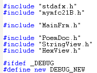 Visual C++ code segment
