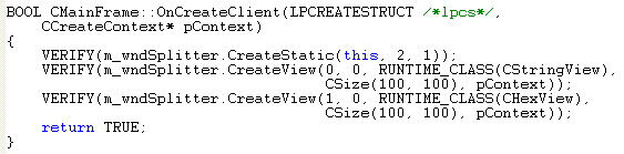 Visual C++ code segment