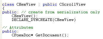 Visual C++ code segment