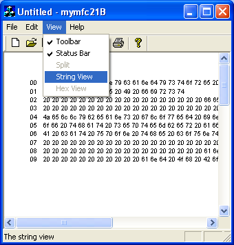 MYMFC21C program output with two new view menus.