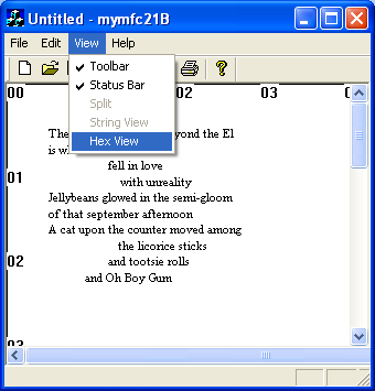 The CStringView view and the CHexView view of the document.