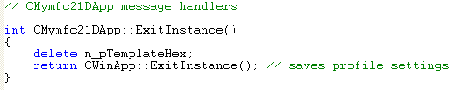Visual C++ code segment