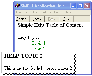 Pop-up window for our help file.