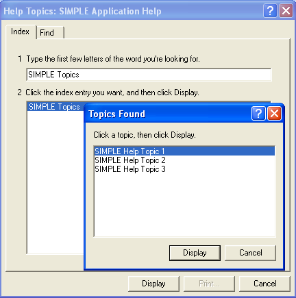 Invoking WinHelp Index.