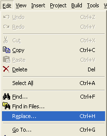 Using the find and replace menu.