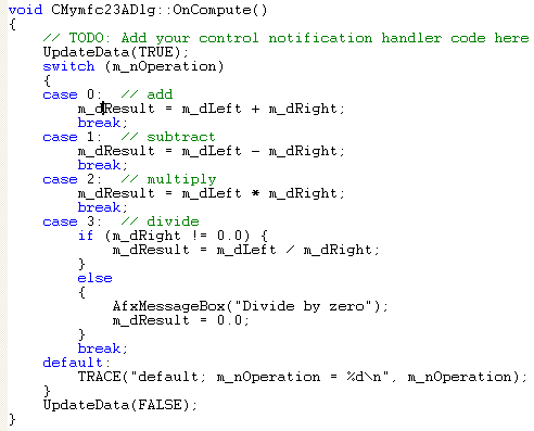 MFC Visual C++ code segment