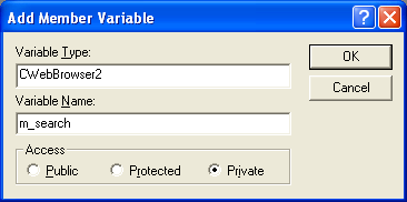 Adding data members/member variables with CWebBrowser2 type.