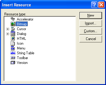Selecting the bitmap resource.