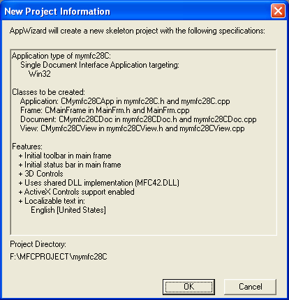 Figure 28: MYMFC28C – AppWizard project summary.