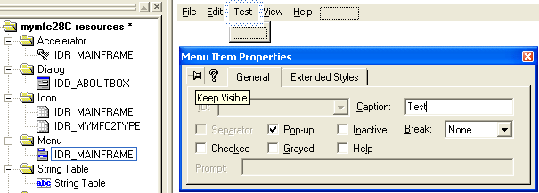 Figure 29: Adding Test menu.