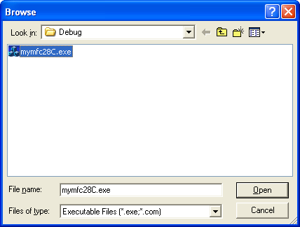 Figure 36: Browsing and selecting the client program.