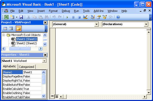 Figure 4: visual Basic editor.