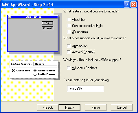 Figure 16: MYMFC29A - AppWizard step 2 of 4.