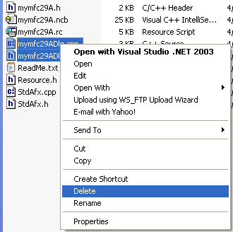 Figure 20: Deleting unnecessary project files.