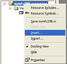 Figure 46:  Inserting new resource to project.