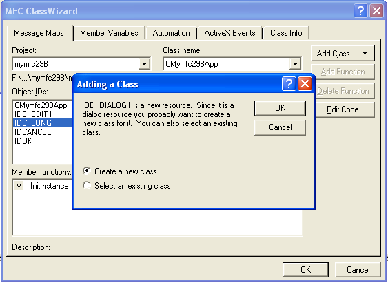 Figure 51: New class addition prompt dialog.