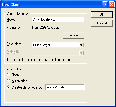Figure 58: Adding new class with Automation support.