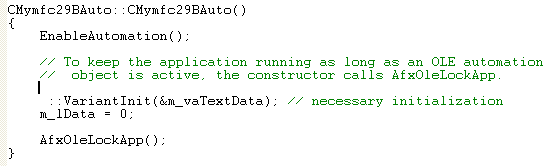 MFC and Automation program example - C++ code snippet