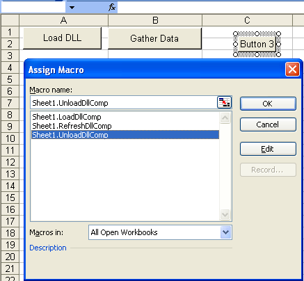 Figure 65: Attaching macro to button in Excel.