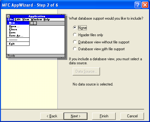 Figure 5: MYMFC29C – AppWizard step 2 of 6.