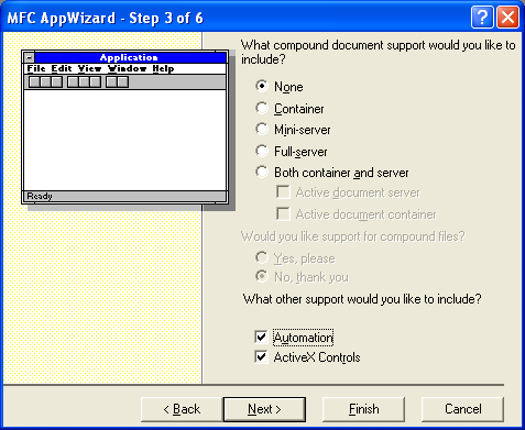Figure 6: MYMFC29C – AppWizard step 3 of 6.