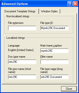 Figure 8: MYMFC29C – AppWizard default Localized strings.