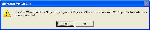 Figure 20: &nbsp;Building ClassWizard database prompt.