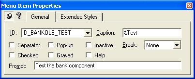 Figure 12: Adding Test menu item.