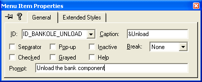Figure 13: Adding Unload menu item.