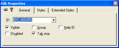 Figure 31:  Setting the Hours Edit control property.